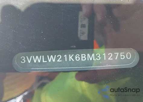 2011 Volkswagen Jetta из США, поврежденный, VIN 3VWLW21K6BM312750